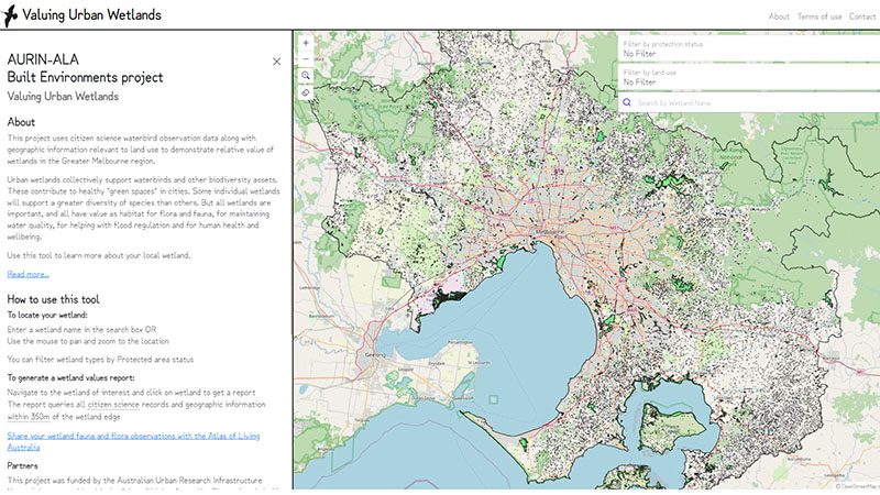 Valuing Urban Wetlands mapping portal